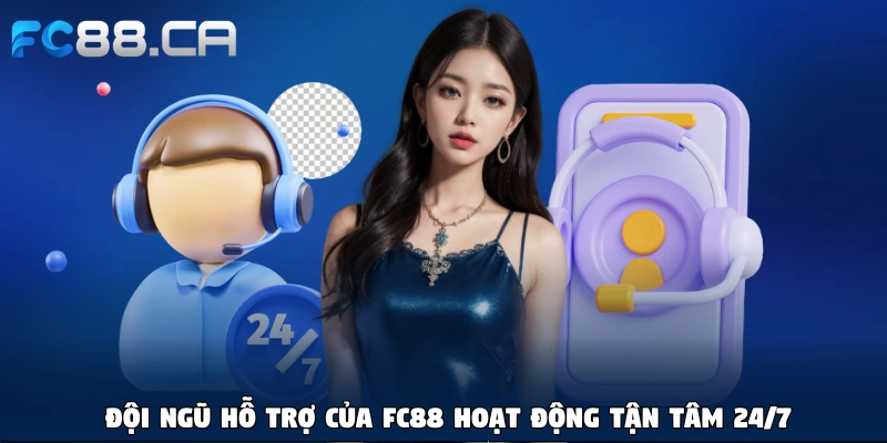 Đội ngũ hỗ trợ của FC88 hoạt động tận tâm 24/7